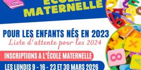 Inscriptions à l'école pour la rentrée de septembre 2026